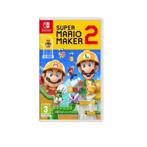 Caratula del juego super mario maker 2 de nintendo switch, aparece luigi y mario