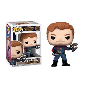 figura funko star lord en caja y fuera de su caja original